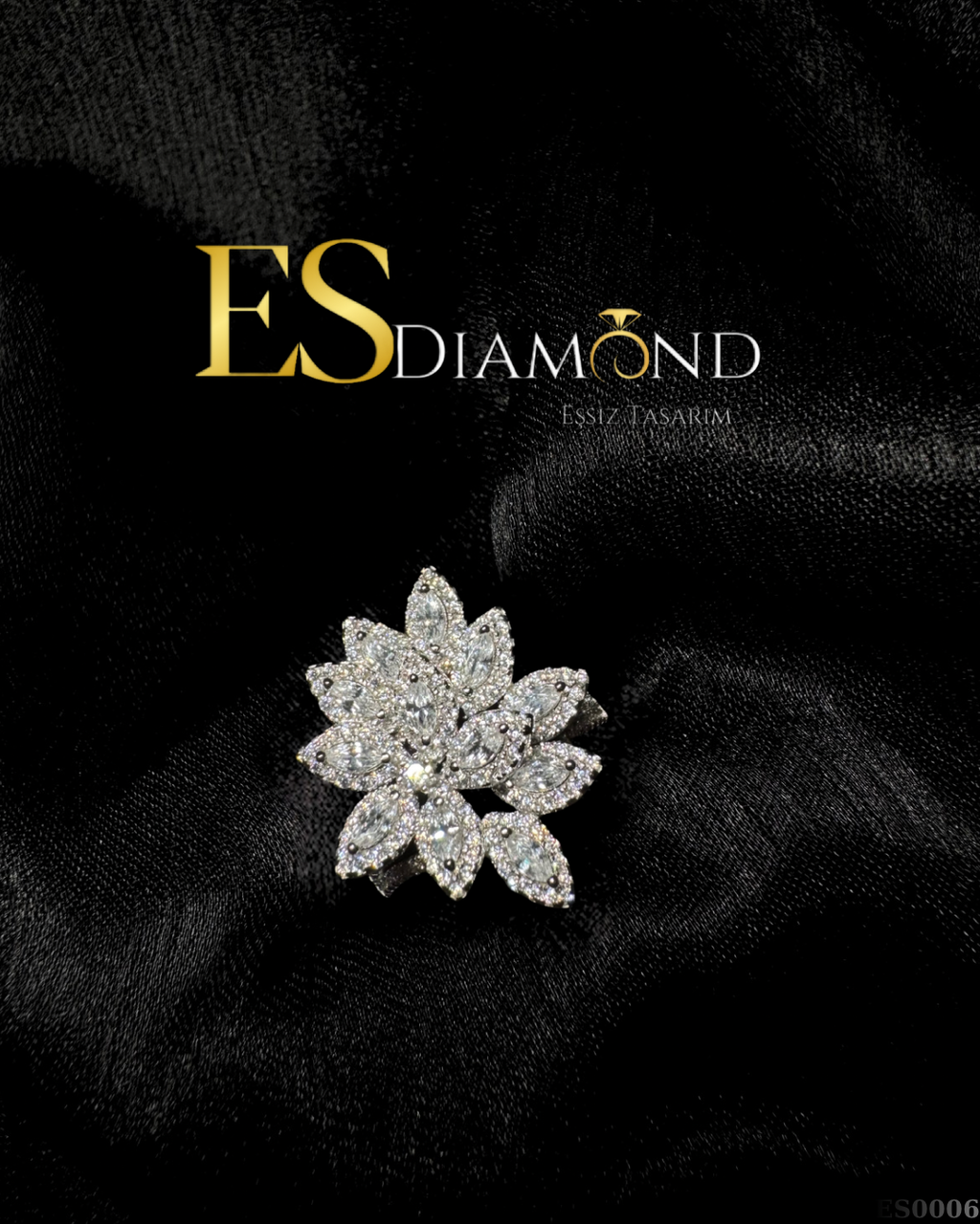 DİAMOND EFFECTİVE ÇİÇEK GÜMÜŞ YÜZÜK