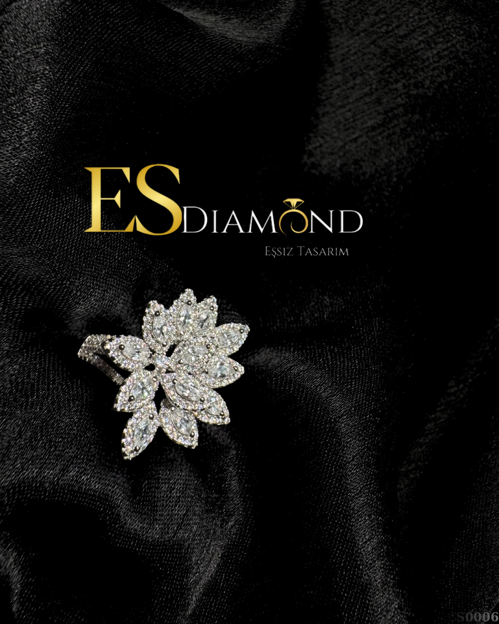 DİAMOND EFFECTİVE ÇİÇEK GÜMÜŞ YÜZÜK
