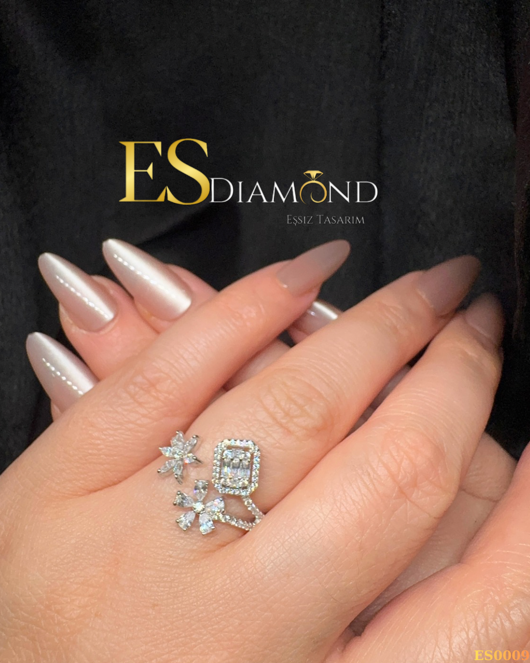 BAGET DETAYLI DİAMOND EFFECTİVE TASARIM GÜMÜŞ YÜZÜK