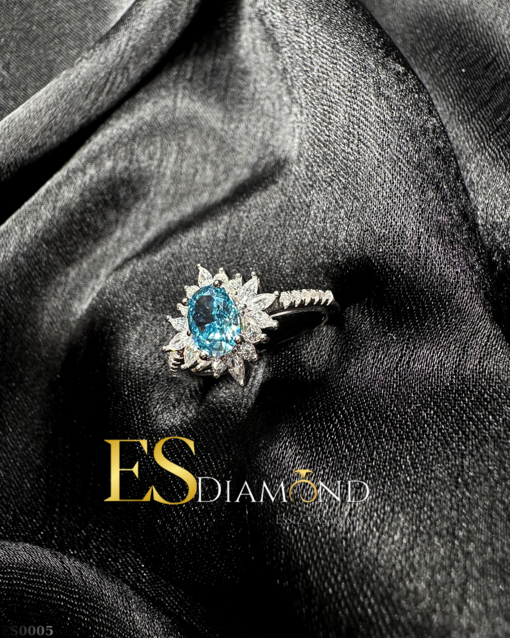 SAFİR MONTÜR DİAMOND EFDECTİVE GÜMŞ YÜZÜK