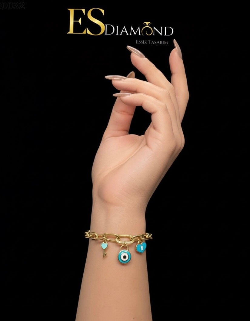 ALTIN MONTÜR CHARMLI BİLEKLİK