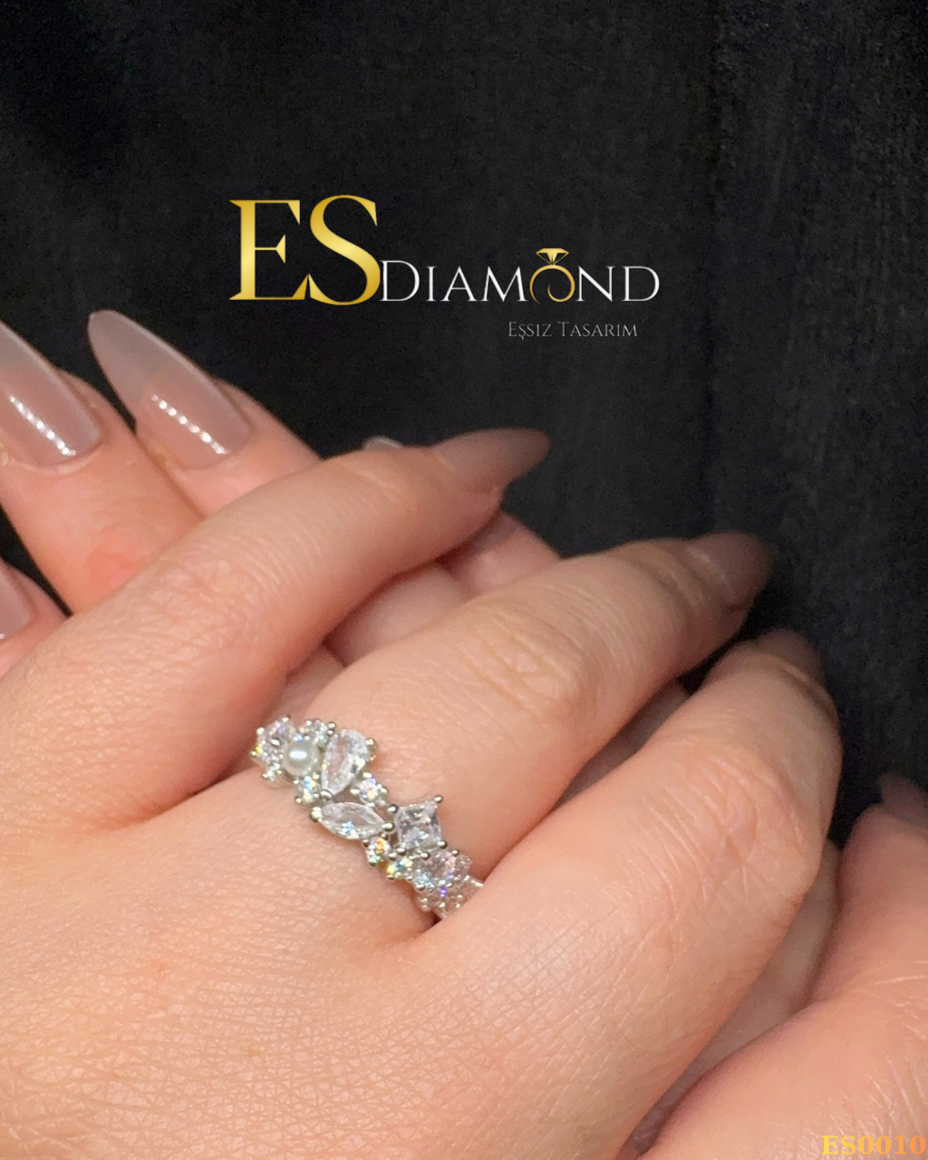 İNCİ DETAYLI TASARIM YÜZÜK