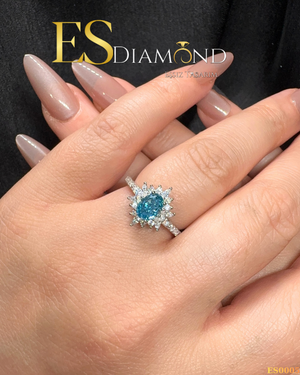 SAFİR MONTÜR DİAMOND EFDECTİVE GÜMŞ YÜZÜK