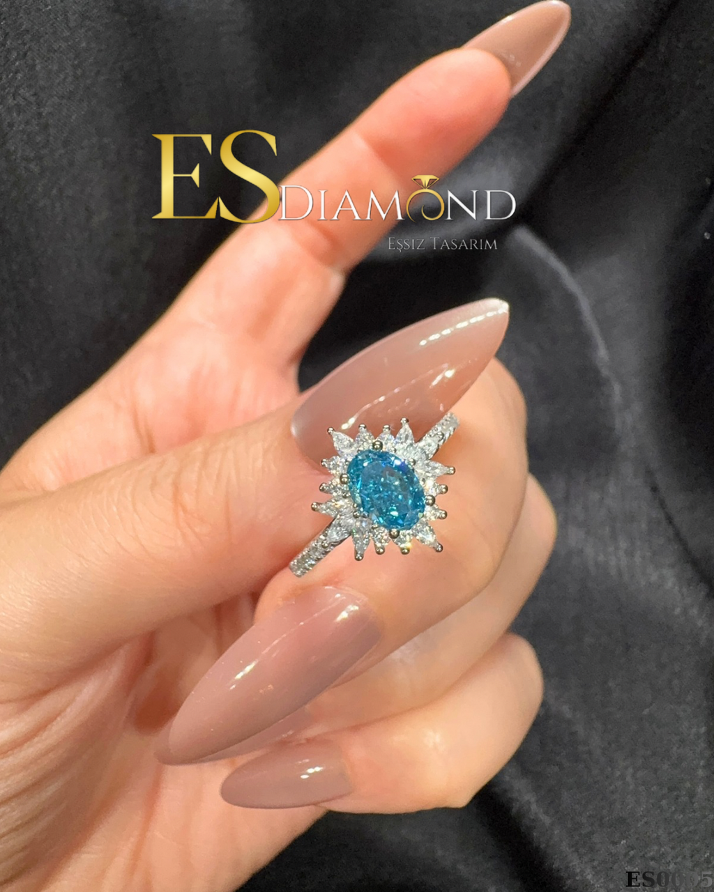 SAFİR MONTÜR DİAMOND EFDECTİVE GÜMŞ YÜZÜK