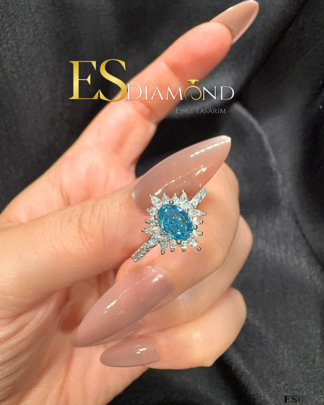 SAFİR MONTÜR DİAMOND EFDECTİVE GÜMŞ YÜZÜK