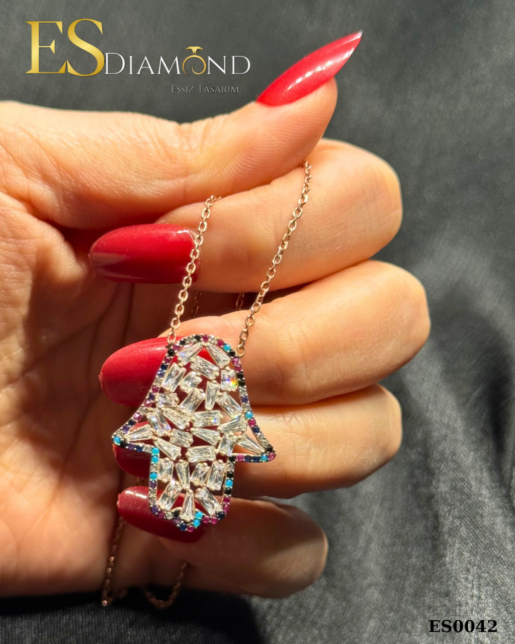 HAMSA FATMA ANA ELİ KORUYUCU KOLYE