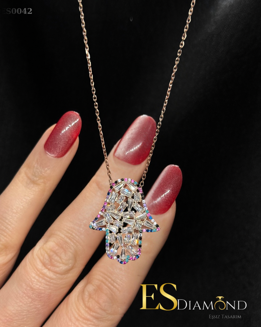 HAMSA FATMA ANA ELİ KORUYUCU KOLYE