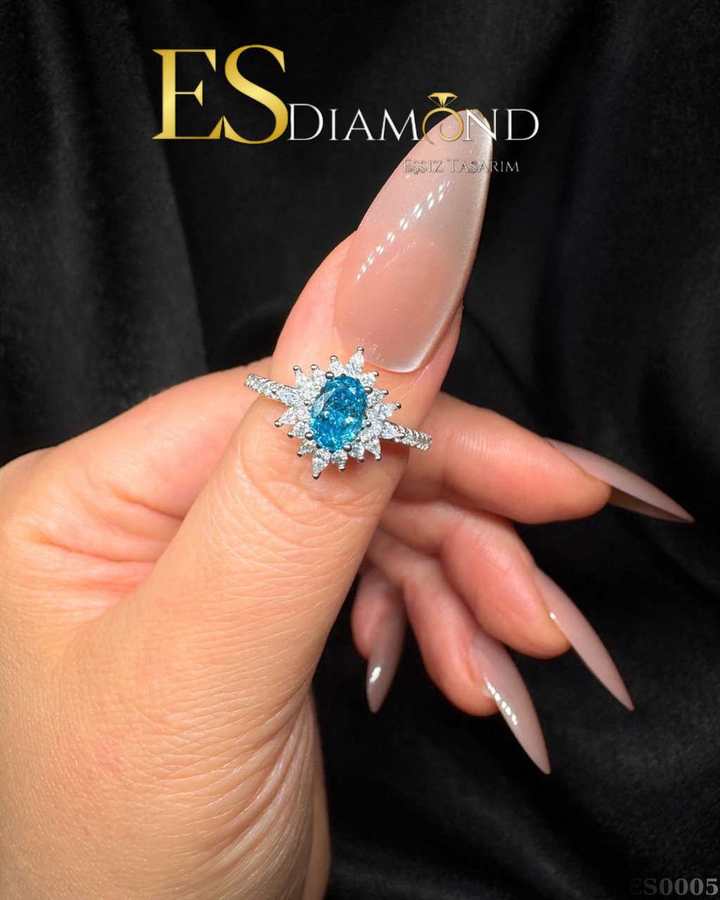 SAFİR MONTÜR DİAMOND EFDECTİVE GÜMŞ YÜZÜK